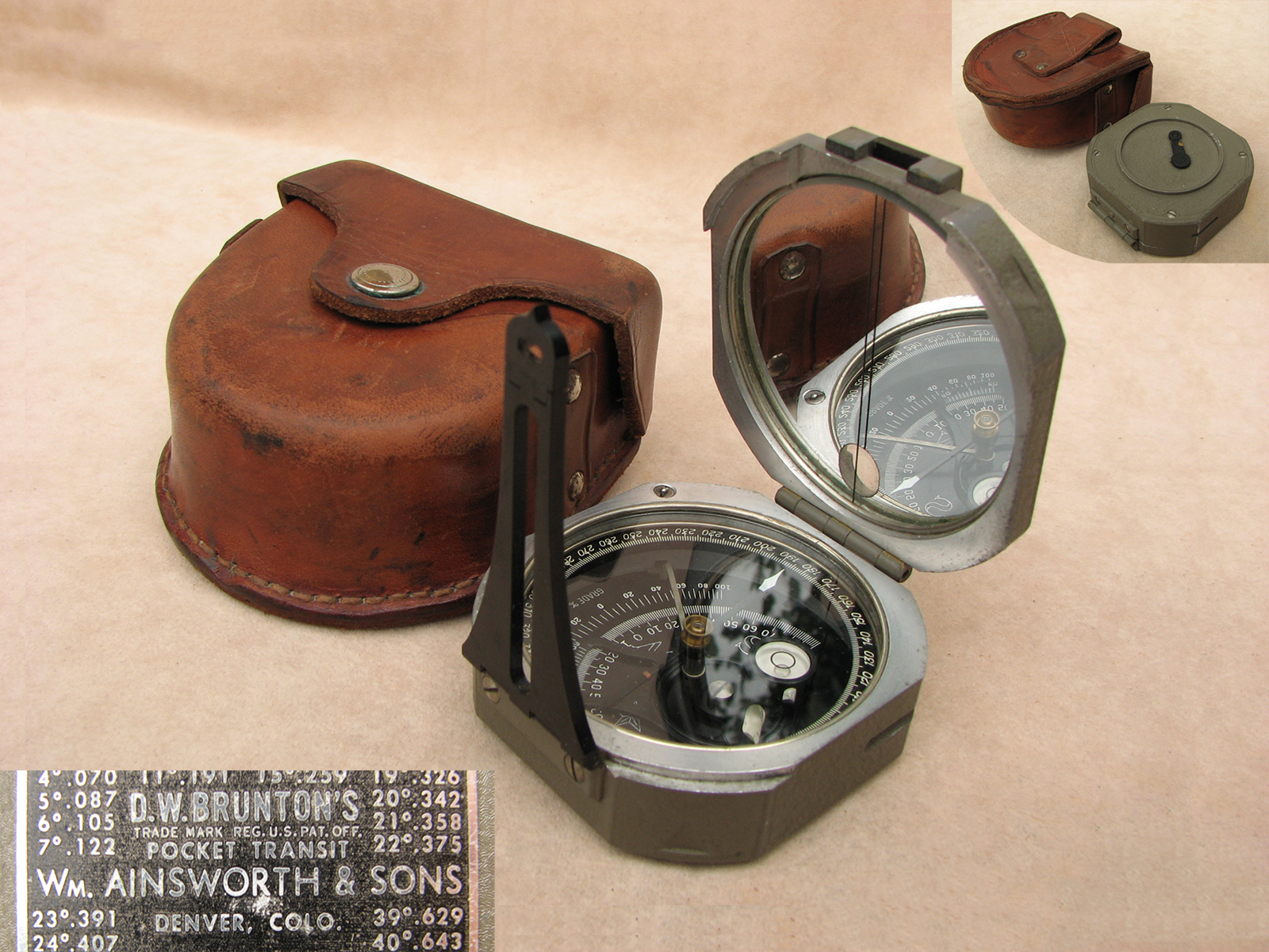 1940's Brunton pocket transit compass by William Ainsworth